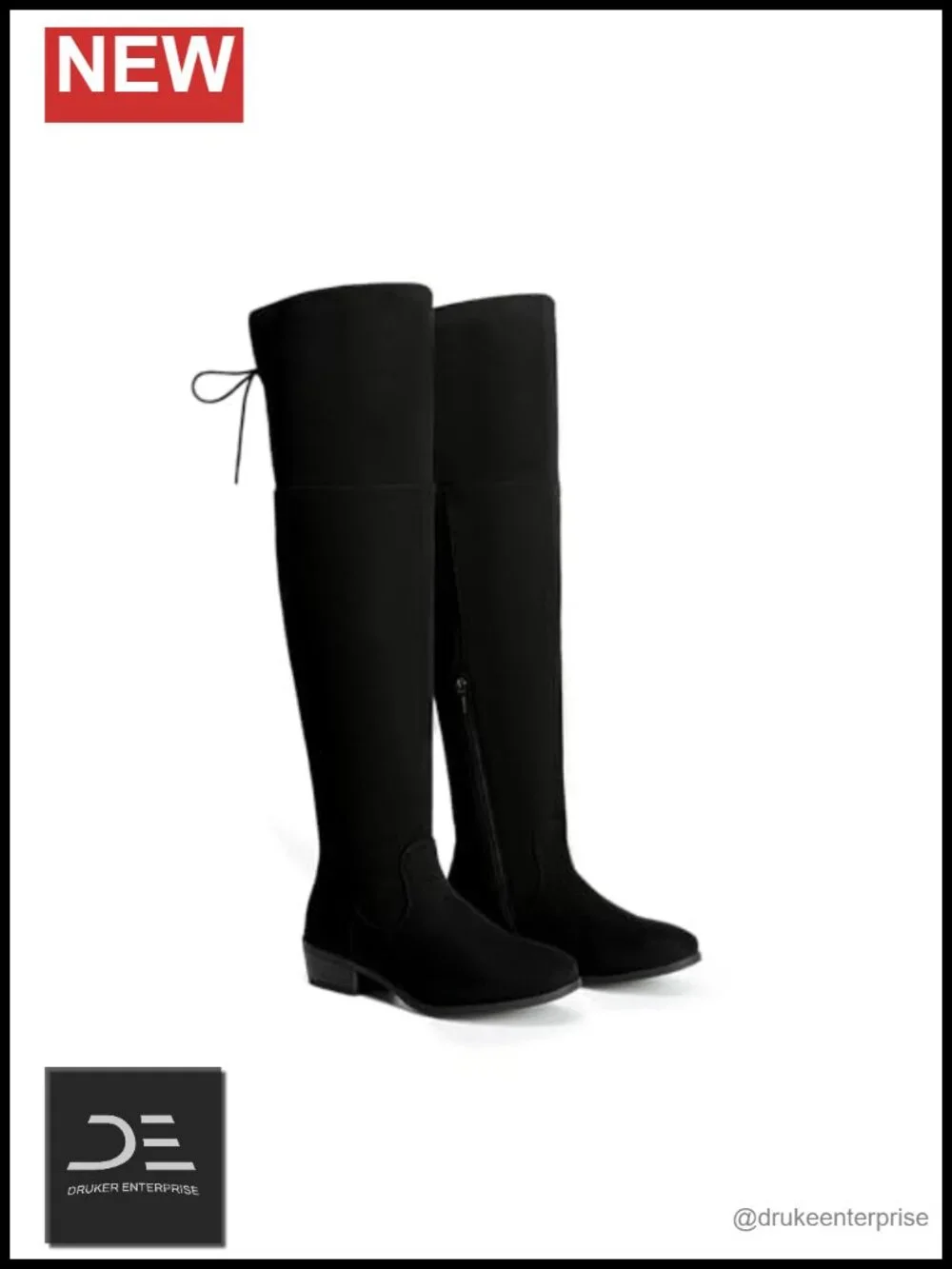 Faux Suede Over Knee Thigh High Riding Boots, Pull On Zip